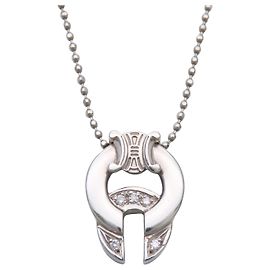 Céline Celine Platinum Diamond Necklace Silvery Metallic