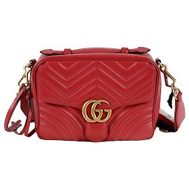 Gucci Sac à épaule cabas Gg Marmont Web Strap Rouge