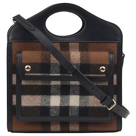 Burberry Mini Sac à Main Cabas avec Poche Marron
