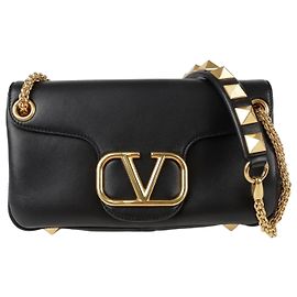 Valentino Garavani Borsa a tracolla e spalla con catena borchiata Logo Nero