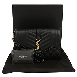 Saint Laurent Pochette Enveloppe Mix Matelassé Noir