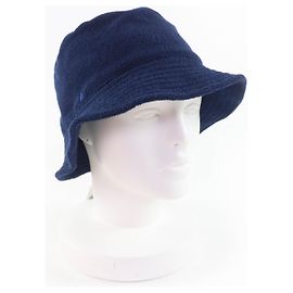 Chapéu Bucket em algodão bordado com logo H Hermès XS59 Azul Azul marinho