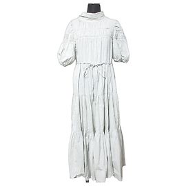 Autre Marque Snidel Volume Baumwoll-Maxikleid Braun Grün
