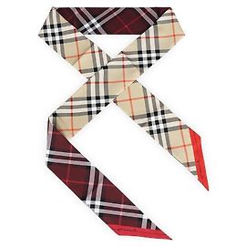 Burberry Lenço de seda com xadrez contrastante para mulher Marrom