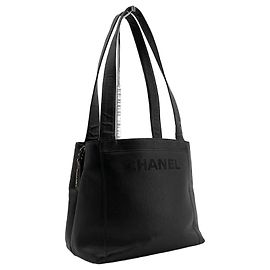 Chanel Borsa a Tracolla Logo Caviar Nero