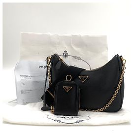 Prada Bolsa Hobo Multi em Saffiano Preta Preto