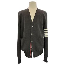 Thom Browne Diagonal Arm Wool Cardigan Brown