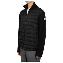 Cardigan zippé Moncler avec logo patch Noir