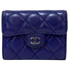 Portafoglio Chanel in pelle d'agnello blu Blu