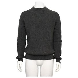 Prada Gray Solid Men's Knit Sweater Brown