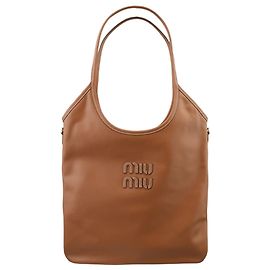 Miu Miu Saco Tote de Couro Cognac Marrom