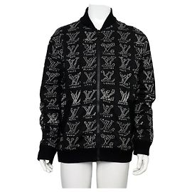 Louis Vuitton Black Cotton Cartoon Logo Bomber Jacket for Men Black