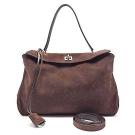 Balenciaga Suede Rodeo Medium Brown Leather Handbag Brown