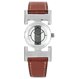 Hermès Montre Quartz pour Femme Cuir Argenté Argenté