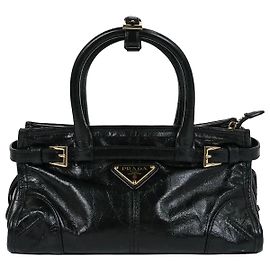 Prada Mini Leather Handbag Black Black