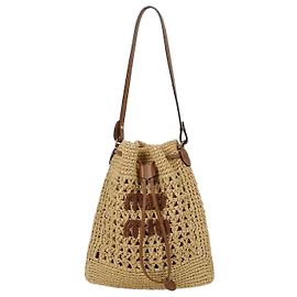 Miu Miu Unused Woven Raffia Crochet Mini Shoulder Bag Brown