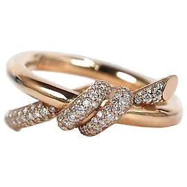 Tiffany & Co Note Double Low Ring mit Diamantfassung in Roségold Pink