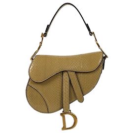 Dior Mini Bolsa Saddle em pele de lagarto Amarela Amarelo