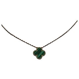 Van Cleef & Arpels Collier Alhambra vintage en malachite et or jaune Jaune