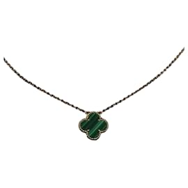 Van Cleef & Arpels Yellow Gold Vintage Malachite Alhambra Necklace Yellow