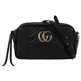 Gucci Bolsa de Ombro Small GG Marmont Matelassé Preta Preto