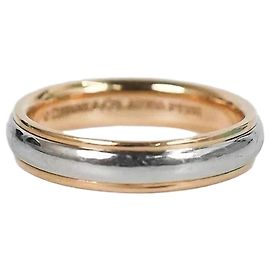 Anello Tiffany & Co Millegrain 4mm in oro bianco e oro rosa 18k Bianco