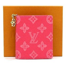 Louis Vuitton Cartera de bolsillo Monogram Canvas Rose Lilas con dije dorado para mujer Rosa