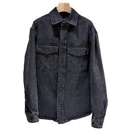 Louis Vuitton Monogram Denim Workwear Black Shirt Jacket Black