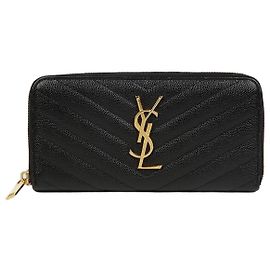 Saint Laurent Portafoglio Zip Monogram Matelassé da Donna Nero Nero