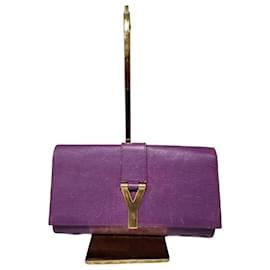 Bolso de mano YVES SAINT LAURENT Ligne Y en piel de becerro Morado Púrpura