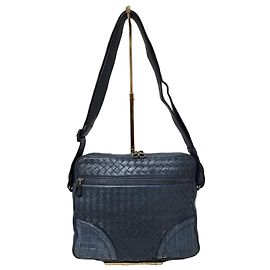 Borsa a tracolla Bottega Veneta Intrecciato Blu Navy Blu navy