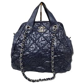 Bolsa Bowling CHANEL Ultra Stitch em couro azul marinho Azul marinho