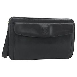 Céline Celine Clutch com zíper em couro Oversized Preto
