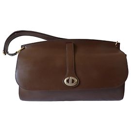 Christian Dior Bolso de Hombro de Cuero Marrón Castaño