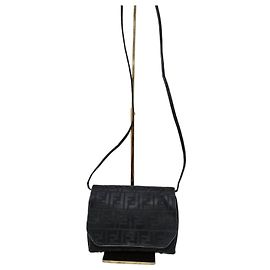 Borsa a tracolla Fendi Zucchino FF Nera Nero