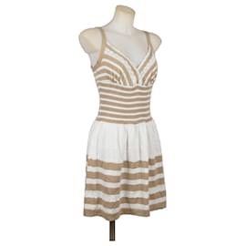 Philosophy di Alberta Ferretti Abito a Righe Bianco Beige
