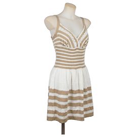 Robe à rayures Philosophy di Alberta Ferretti Blanc Beige