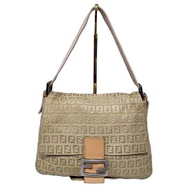 FENDI Zucchino Vitello Mama Baguette Beige Beige