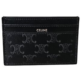 Céline TRIOMPHE embossed calfskin CARD HOLDER Black