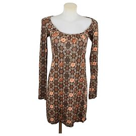 Robe Maliparmi avec imprimé floral marron et orange Marron Autre Orange