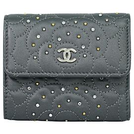 Chanel Camellia Flap Studded Camellia Lambskin Brown