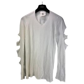 Autre Marque Lost & Found Ria Dunn weißer Baumwollpullover mit Cut-Outs Weiß