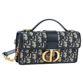 Christian Dior Sac Dior 30 Montaigne en toile Trotter Dior 2way Navy Or Auth 196920SAM Doré Bleu Marine