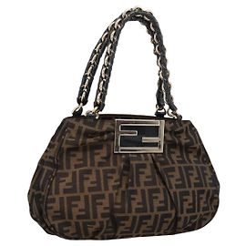 FENDI Zucca Canvas Handtasche Braun Schwarz Auth 197309V Braun Schwarz