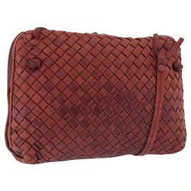 Borsa a tracolla BOTTEGA VENETA INTRECCIATO in pelle rossa e argento Auth 198341 Argento Rosso