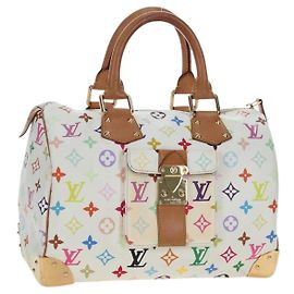 Sac LOUIS VUITTON Monogram Multicolor Speedy 30 White Bron M92643 Auth 196338V Blanc Bronze
