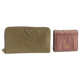 Cartera PRADA de Cuero Set de 2 Oro Rosa Auth bs36787 Rosa Dorado