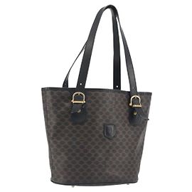Céline Sac Cabas CELINE Macadam PVC Cuir Noir Doré Auth BA14899 Noir Autre
