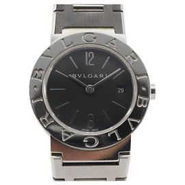 Bulgari BVLGARI Uhren Stainless Steel Silver Black Auth am12261SAM Schwarz Silber