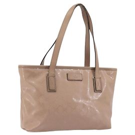 Saco Tote GUCCI GG Implementation PVC Couro Rosa Tom Dourado 211138 Auth BA14858 Rosa Outro